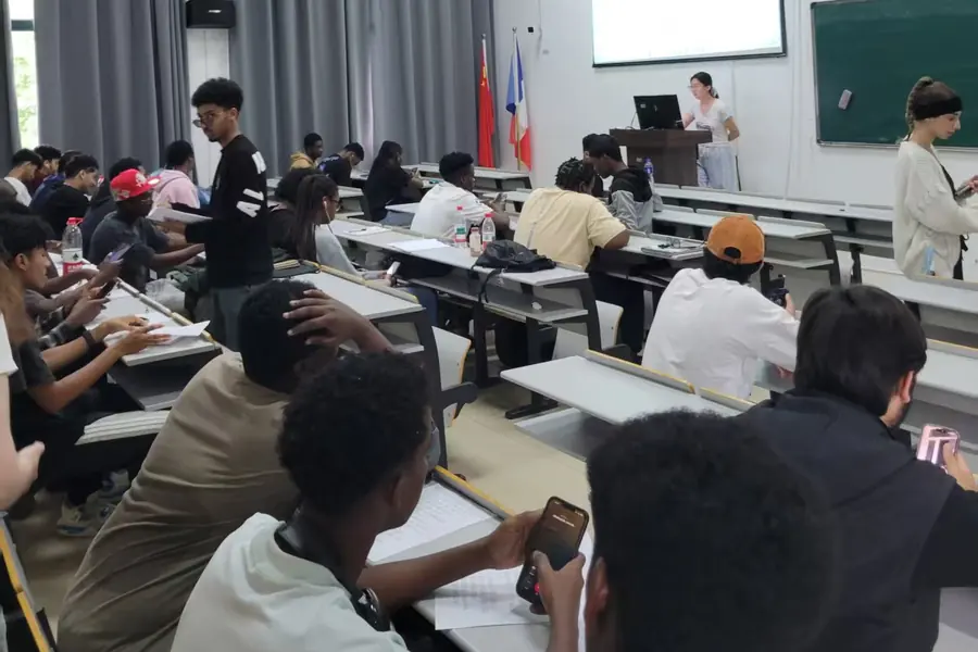 International students in a lecture theatre at a Chinese university